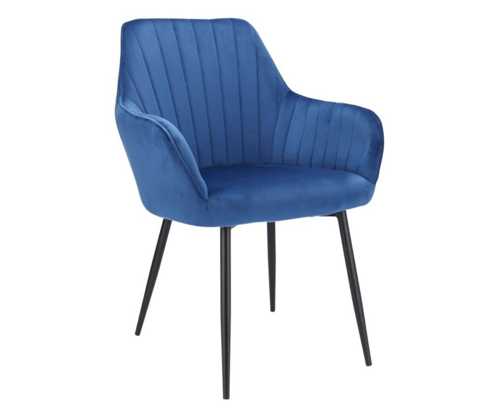 Oblazinjen stol CORA z modrim žametom – elegantna oblika JUMI, 82x56x61 cm