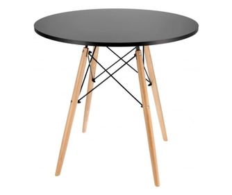 Okrągły stół Jumi, styl skandynawski, 80x80 cm, czarny MDF, nogi z litego drewna