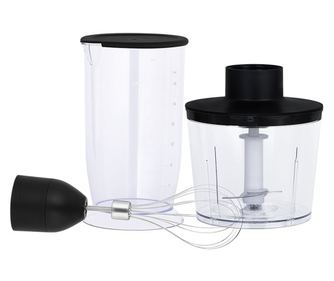 Blender de mana ECG RM 100 Max Black, 400 W, functie TURBO, tel, recipient tocator 500 ml, lame din otel inoxidabil