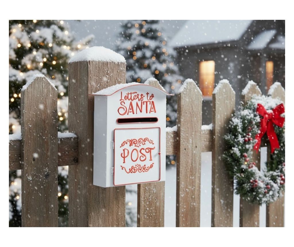 Santa Claus Mailbox ESPOO 30 cm White