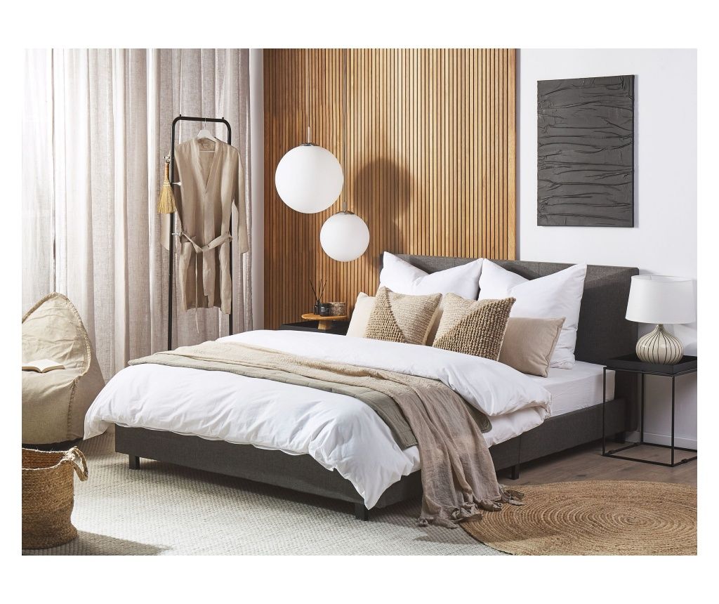 ALBI Bed with Slats 160 x 200 cm Grey