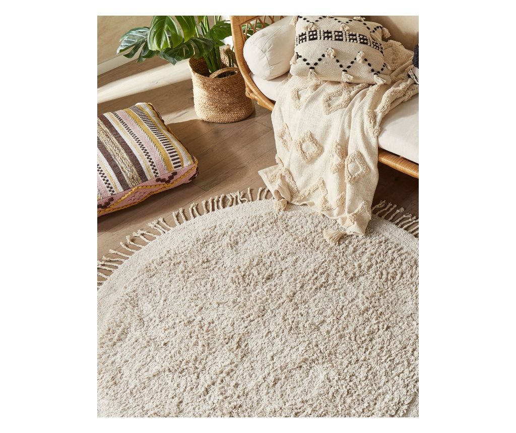 BITLIS Rug Light Beige ø 140 cm Cotton
