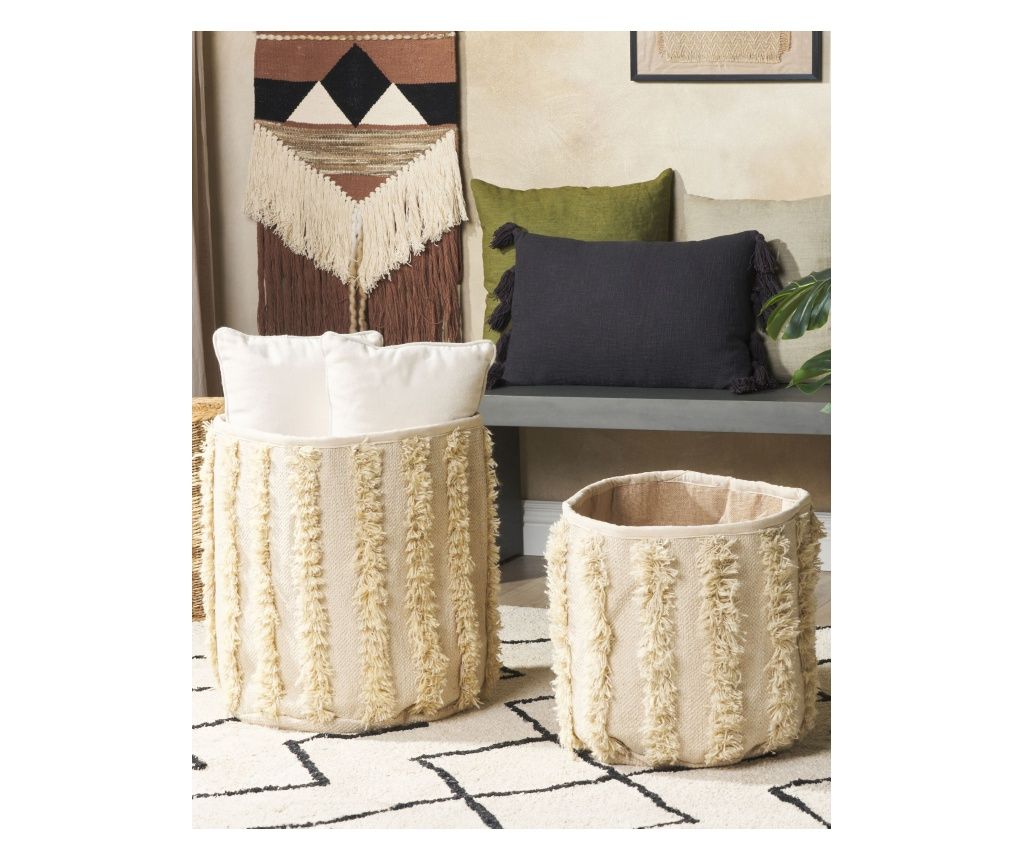KAKKI Cotton Beige Basket Set of 2