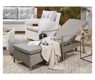 Șezlong cu pernă VASTO Reclinabil Ratan sintetic Taupe