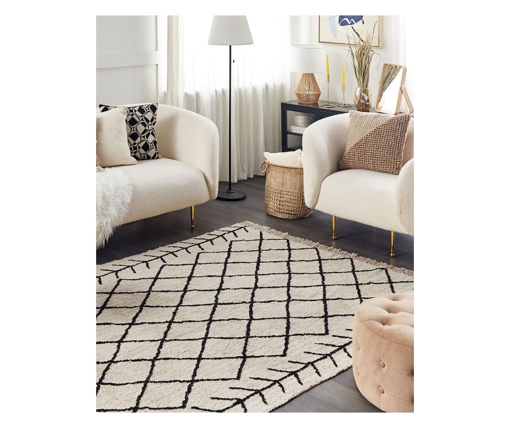 BOZKIR Beige Cotton Rug 160 x 230 cm