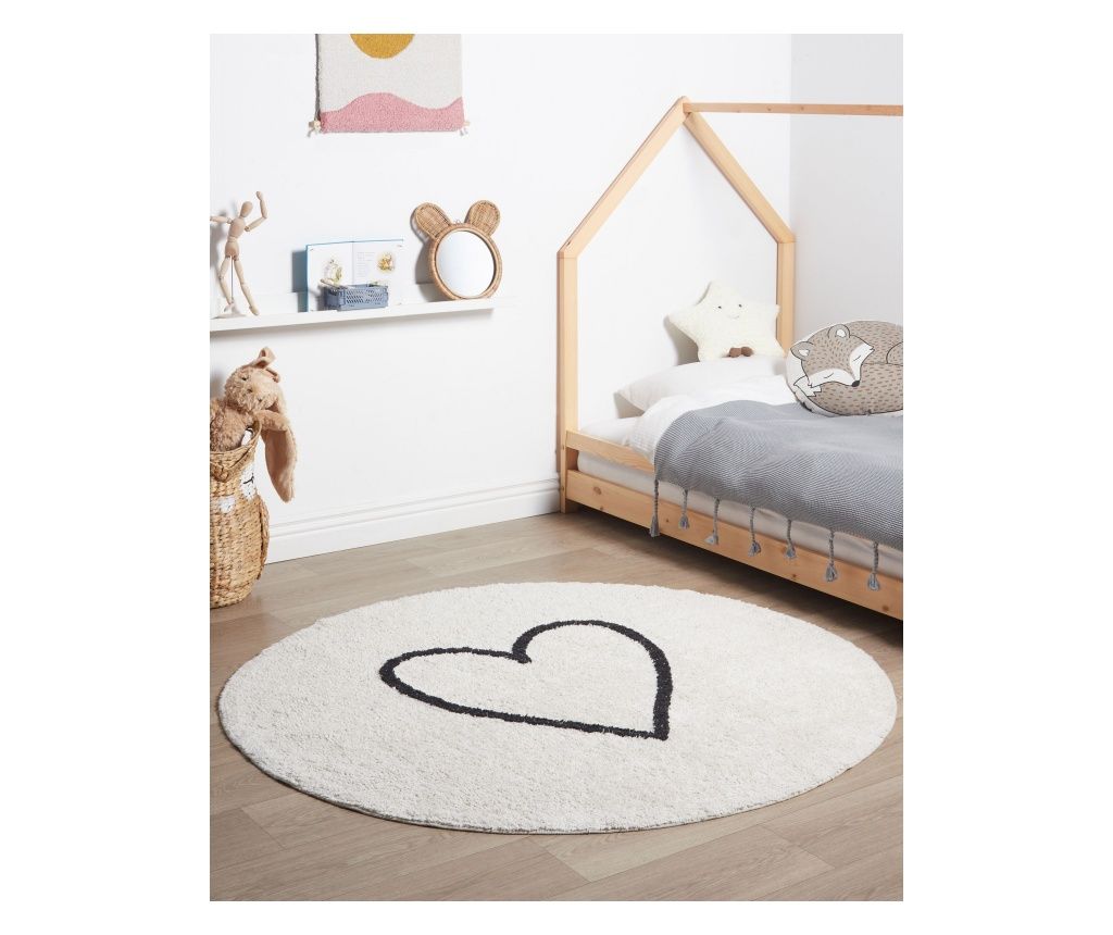 Covor pentru copii HEART Bej ø 140 cm Bumbac