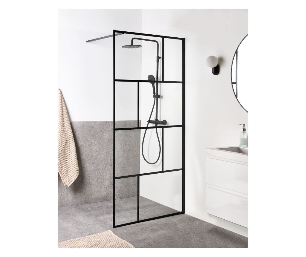 TAPAJOS 90 x 195 cm Black Shower Cabin Screen