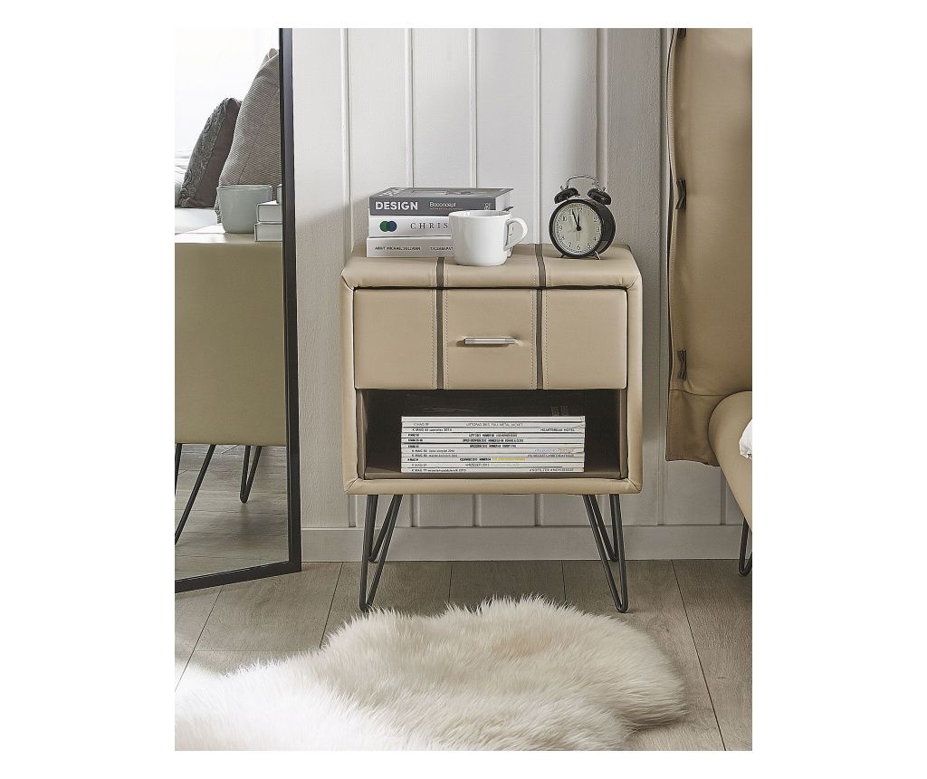 Noptieră BETIN Piele ecologică Bej