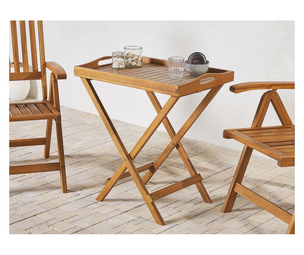 JAVA Garden Side Table, Light Brown Acacia Wood, Foldable