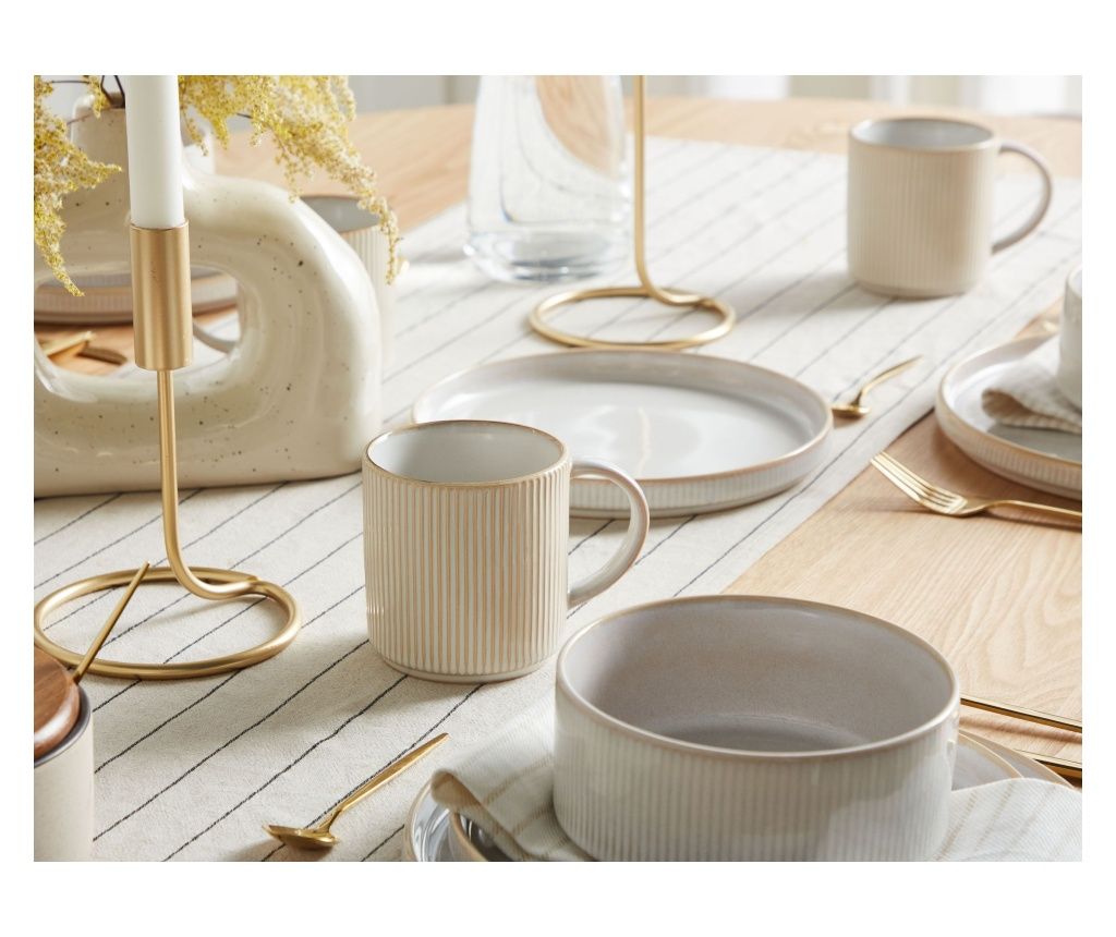 MUGWORT 4-Piece Mug Set, Light Beige Porcelain Stoneware