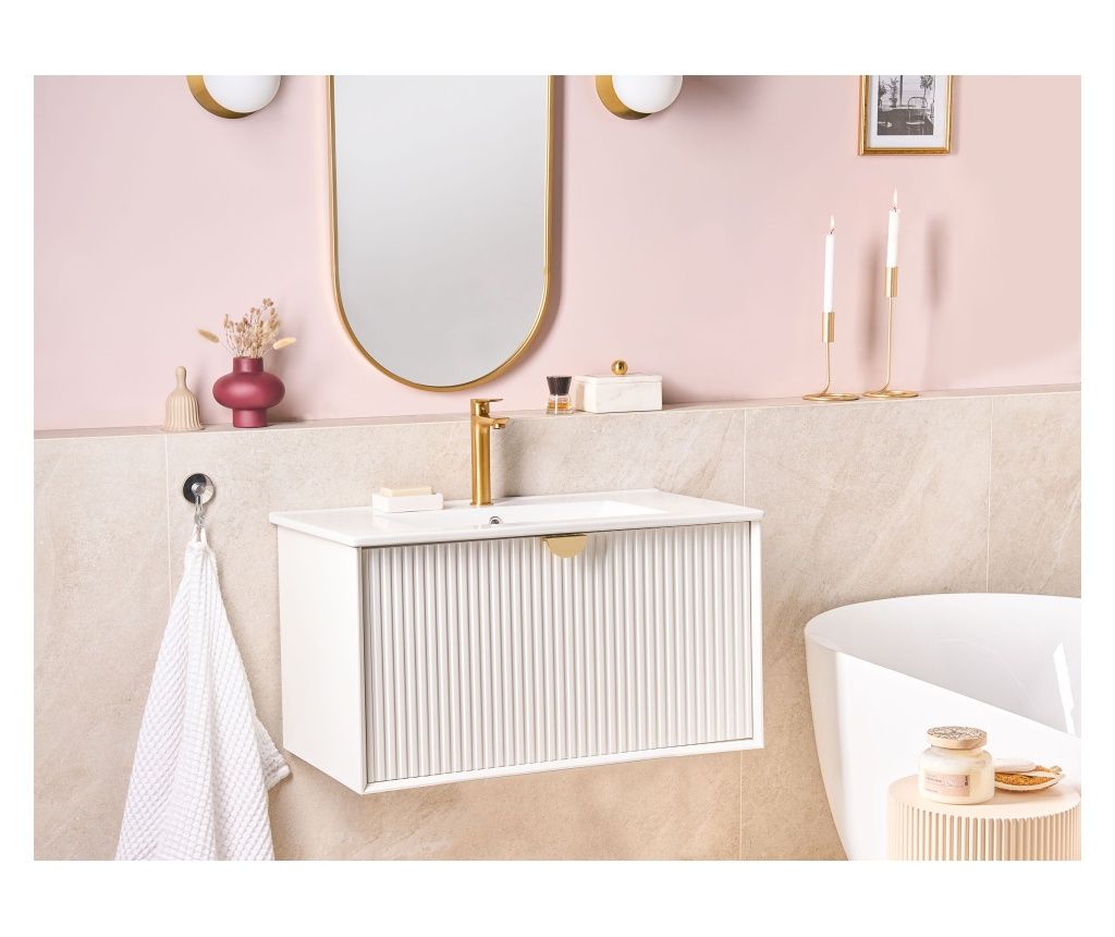 Mobilier suspendat pentru baie cu lavoar BONAIRE 80 cm Alb