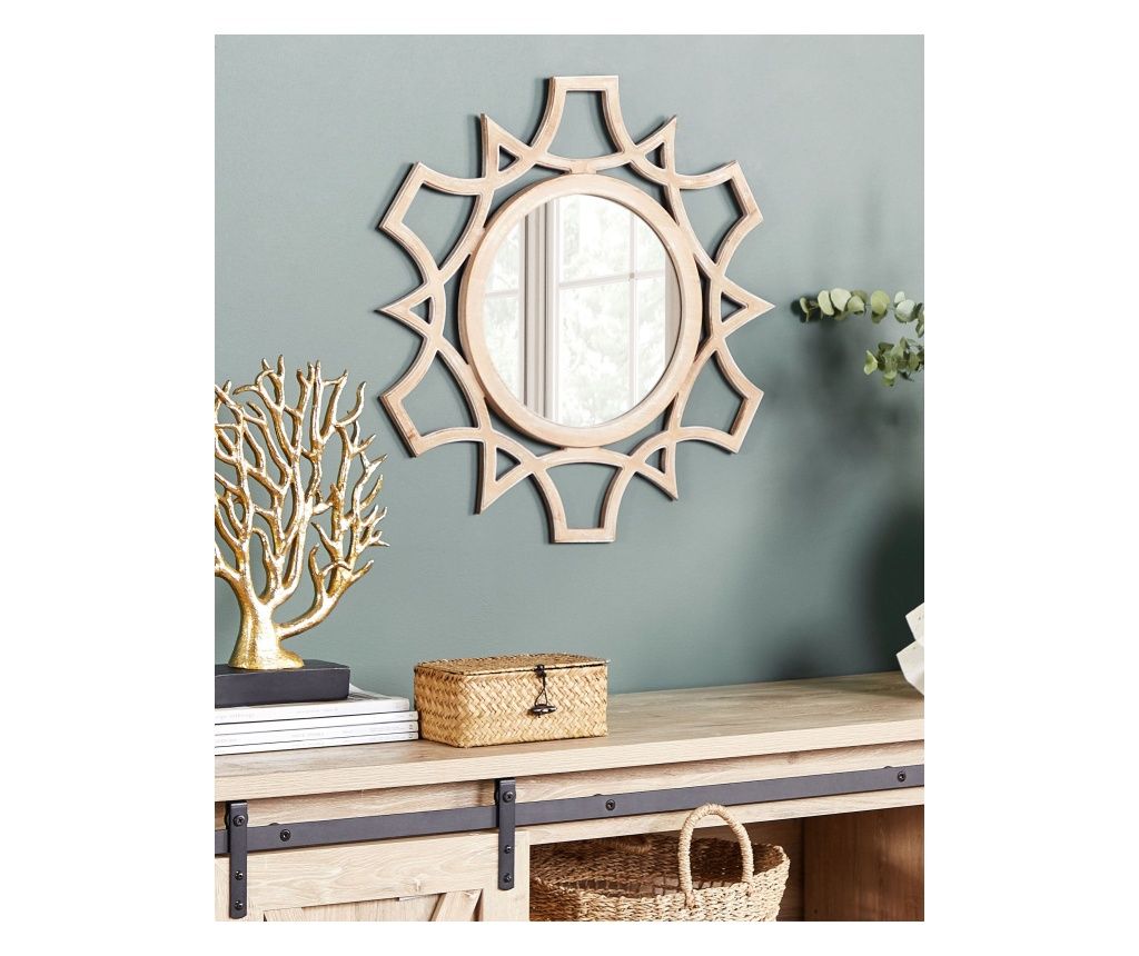 Oglindă de perete ZAPOPAN 60 cm 60 cm Lemn de brad maro deschis