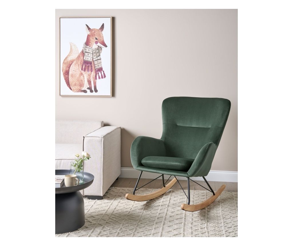 ELLAN Dark Green Velvet Rocking Chair