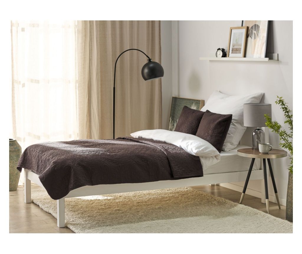 RAYEN Bedspread with Pillows 140 x 210 cm Brown