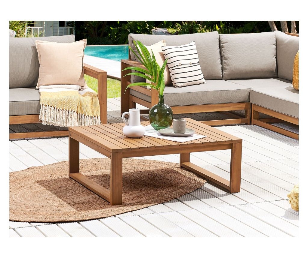 TIMOR Garden Coffee Table 90 cm 75 cm Certified Acacia Wood Light Brown