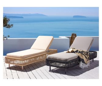 Șezlong cu pernă OSINI Reclinabil Ratan sintetic Gri