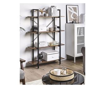 Bibliotecă cu 4 rafturi DARBY 140 cm Maro închis