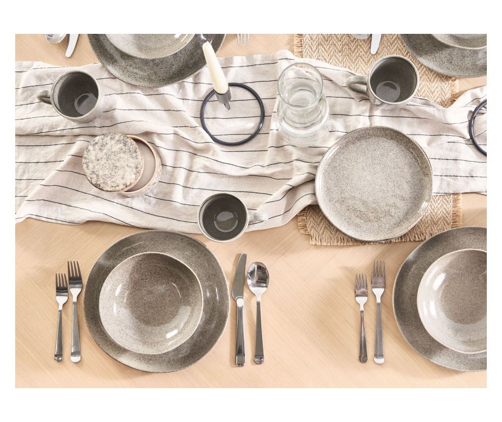 COSTMARY Grey Porcelain Stoneware Appetizer Plate Set of 4