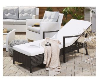 Șezlong cu pernă VASTO Reclinabil Ratan sintetic Maro