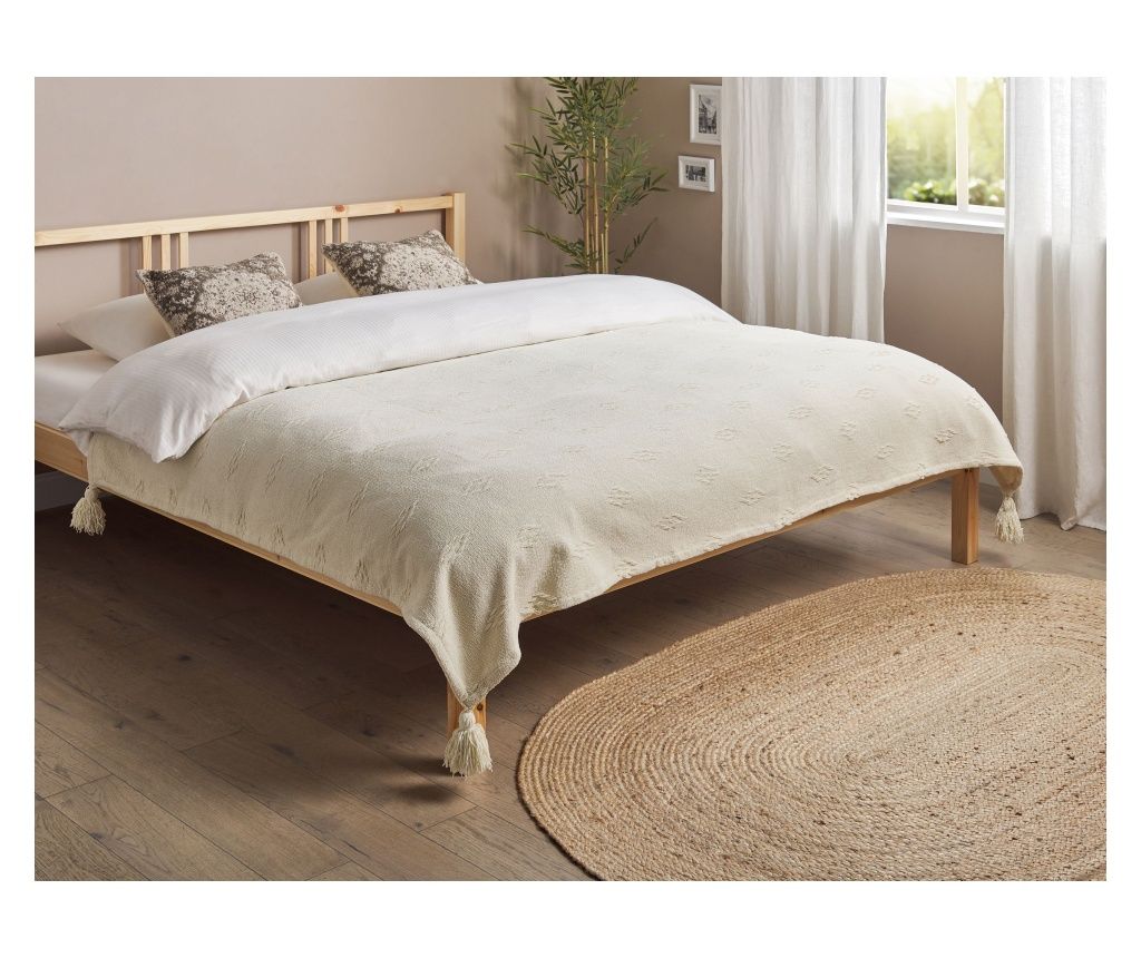 KAZY Bed Blanket Cotton 150 x 200 cm Beige