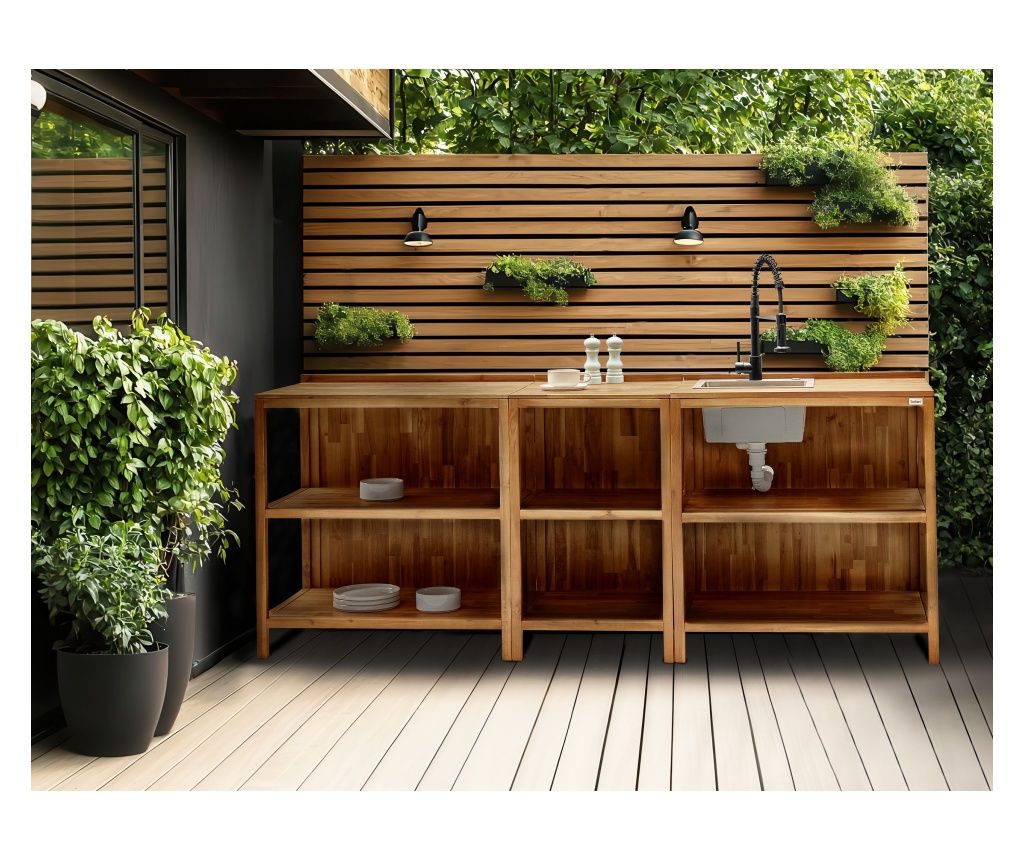 VENOSA Outdoor Kitchen Island Acacia Wood Brown