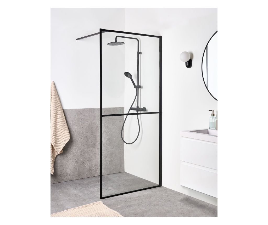 ACULEO 90 x 195 cm Black Shower Cabin Screen