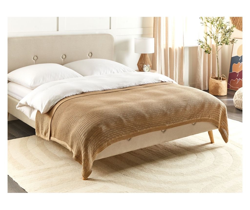 ILEN Bed Blanket Cotton 150 x 200 cm Light Brown