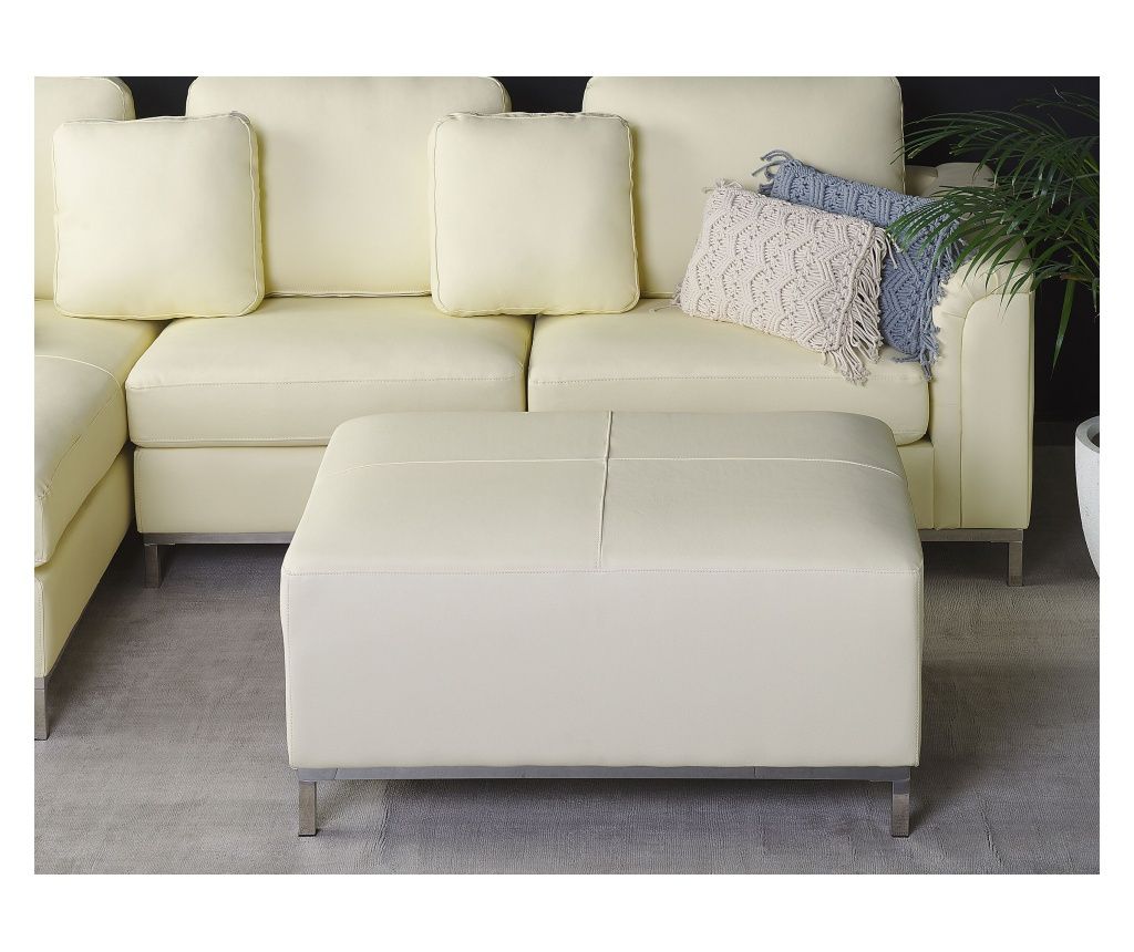 OSLO Ottoman Light Beige Genuine Leather