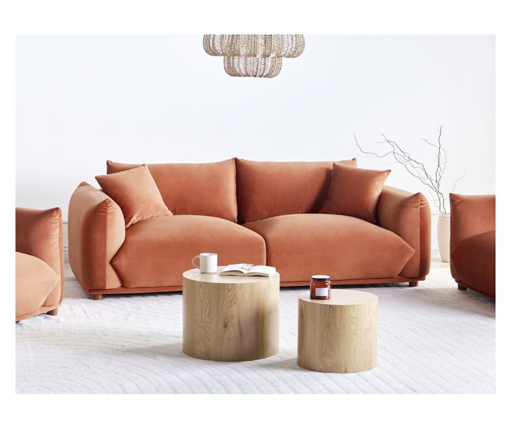 3-Seater Sofa LUVOS Golden Brown Velvet