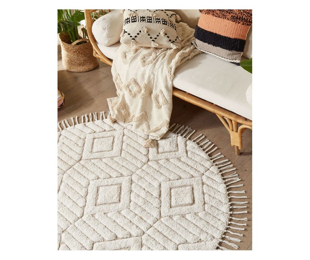 HORASAN Light Beige Cotton Rug ø 140 cm