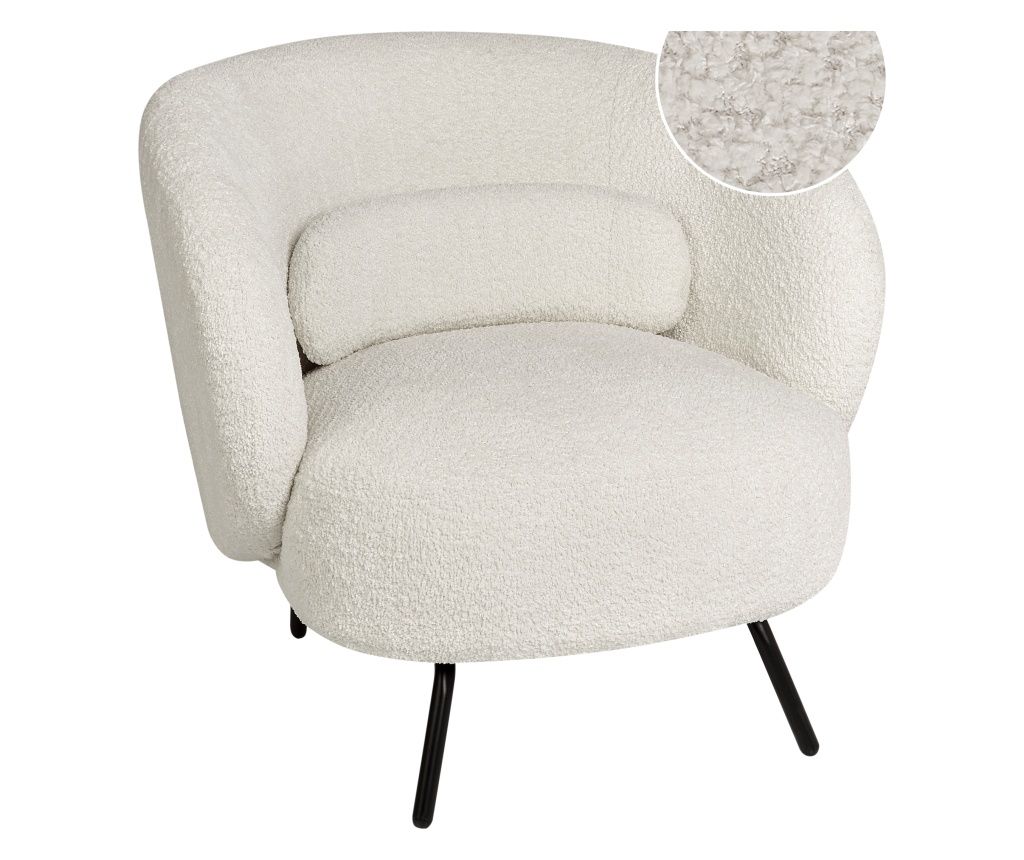 Fotoliu MAKELA Boucle Alb-murdar