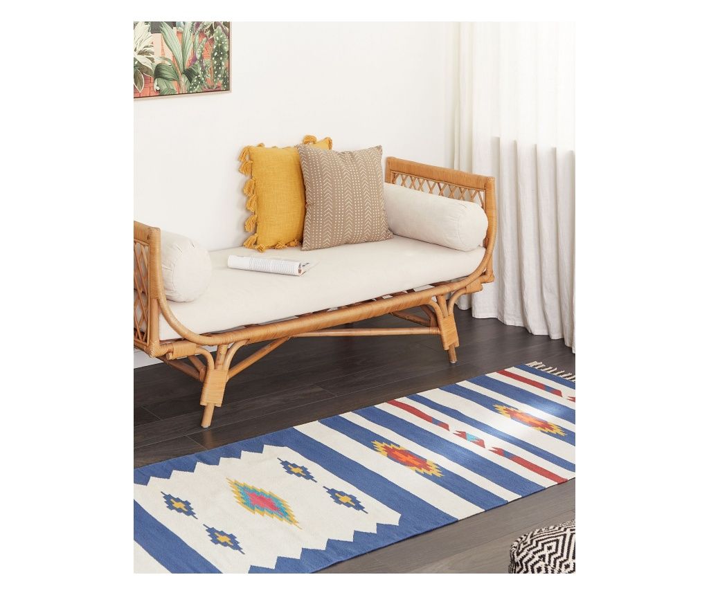 VARSER Multicolor Cotton Kilim Rug 80 x 300 cm