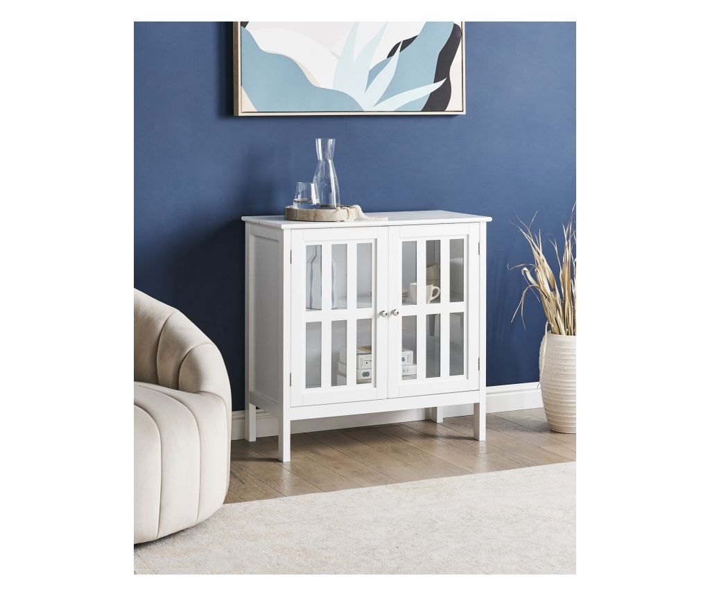 MIRAM 80 cm White Glass Display Cabinet