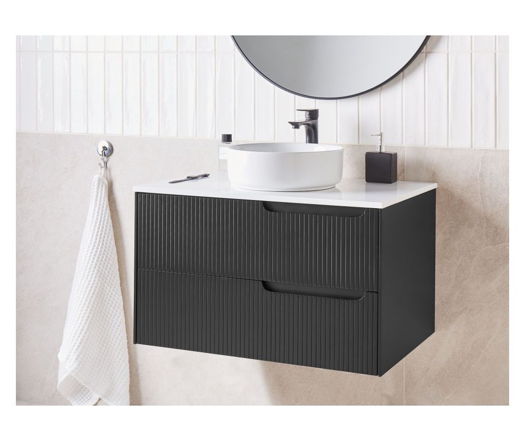 QUINTELA 80 cm Black Wall-Mounted Washbasin Mask