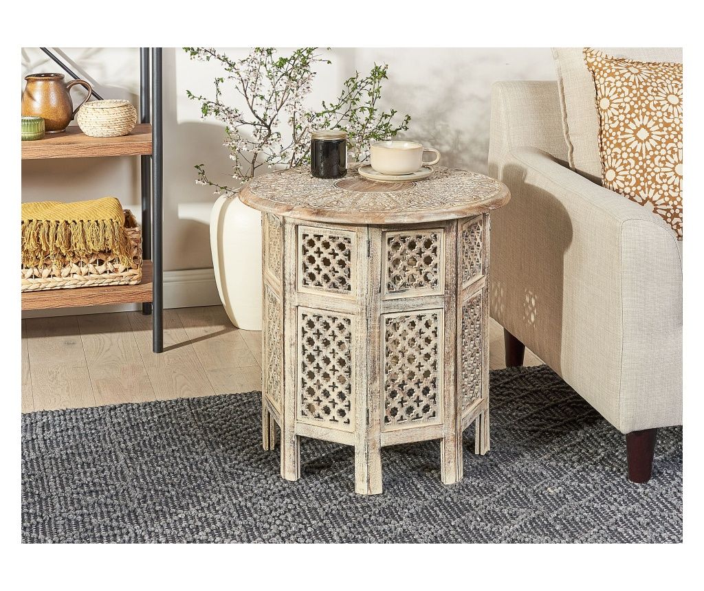 SANTRA Side Table - Mango Wood, Light Brown