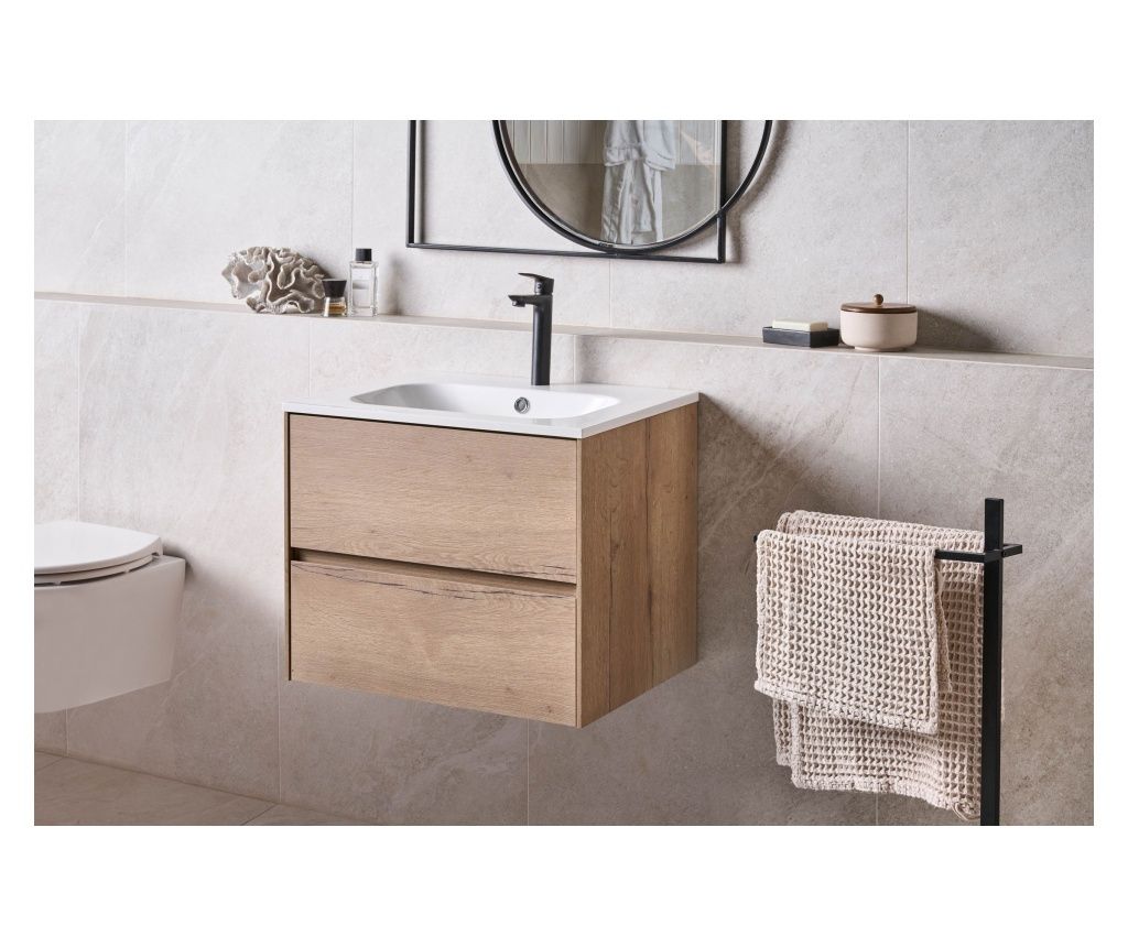 VITA 60 cm Light Brown Wall-Mounted Bathroom Furniture with Sink