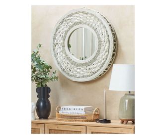 Oglindă de perete SOLEDAD 61 cm 61 cm Lemn de bambus Alb