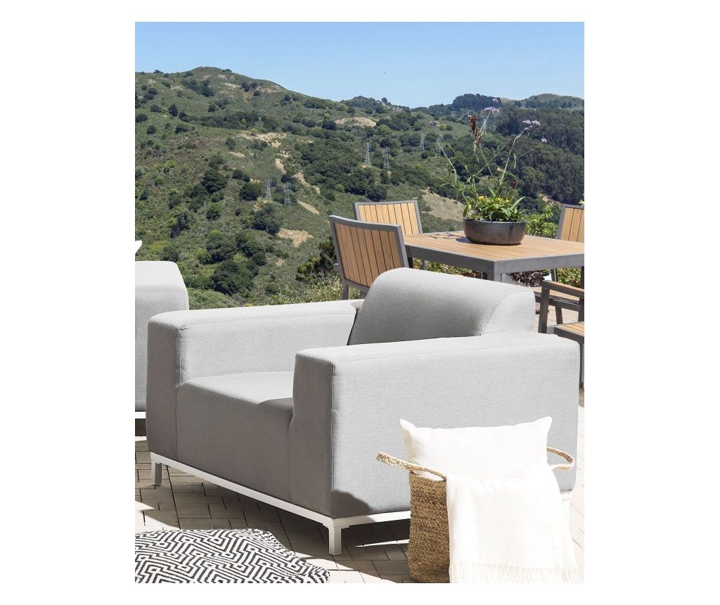 ROVIGO Set of 2 Light Grey Garden Armchairs