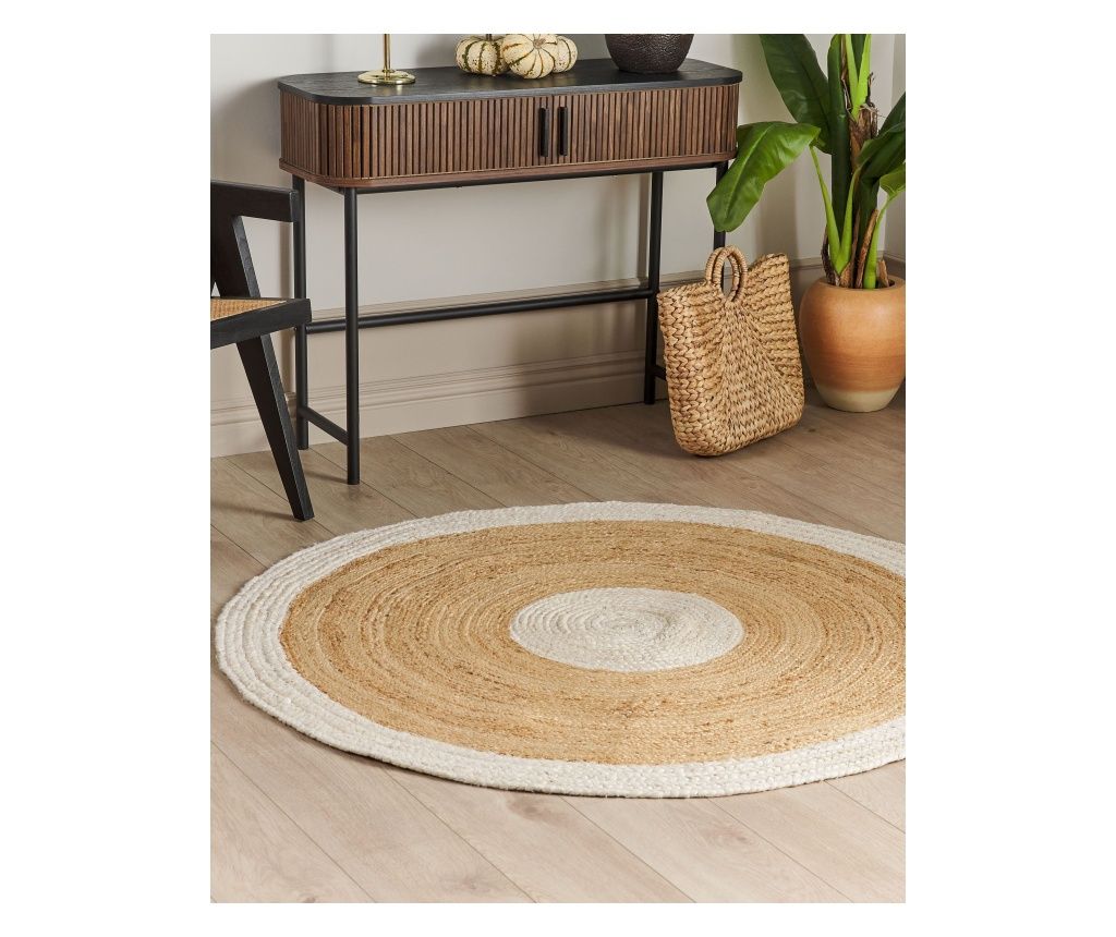 Covor YAYALAR Alb-murdar ø 140 cm Iută