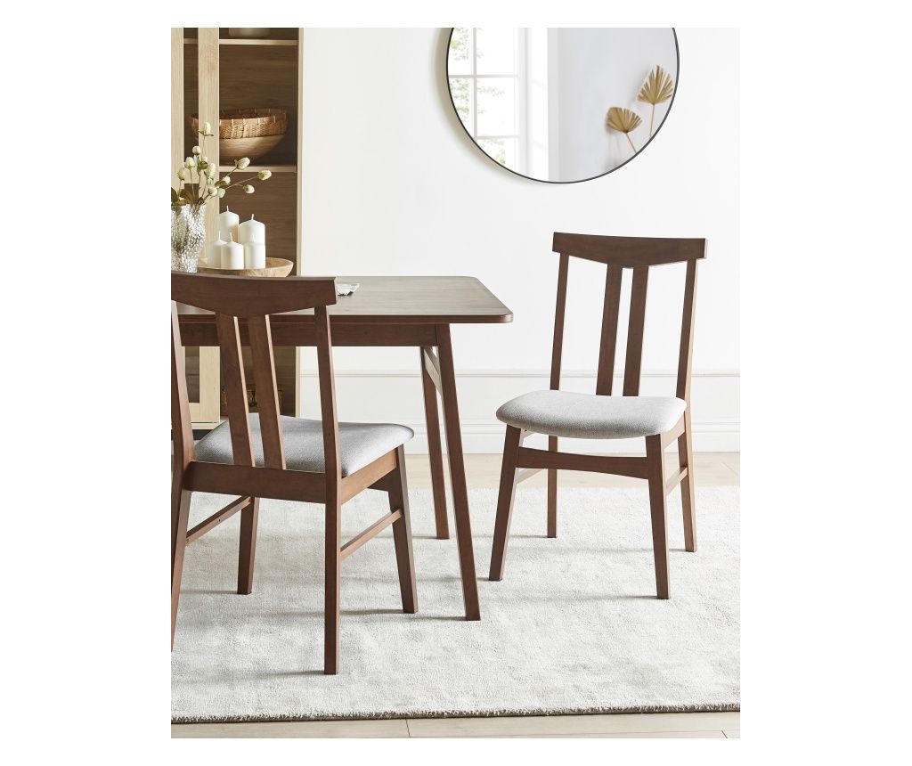 Set of 2 AVALON Dining Chairs, Light Grey Wood