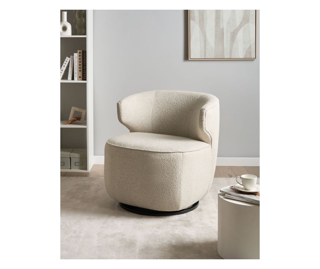 MOLLEBY Swivel Armchair Boucle Light Beige