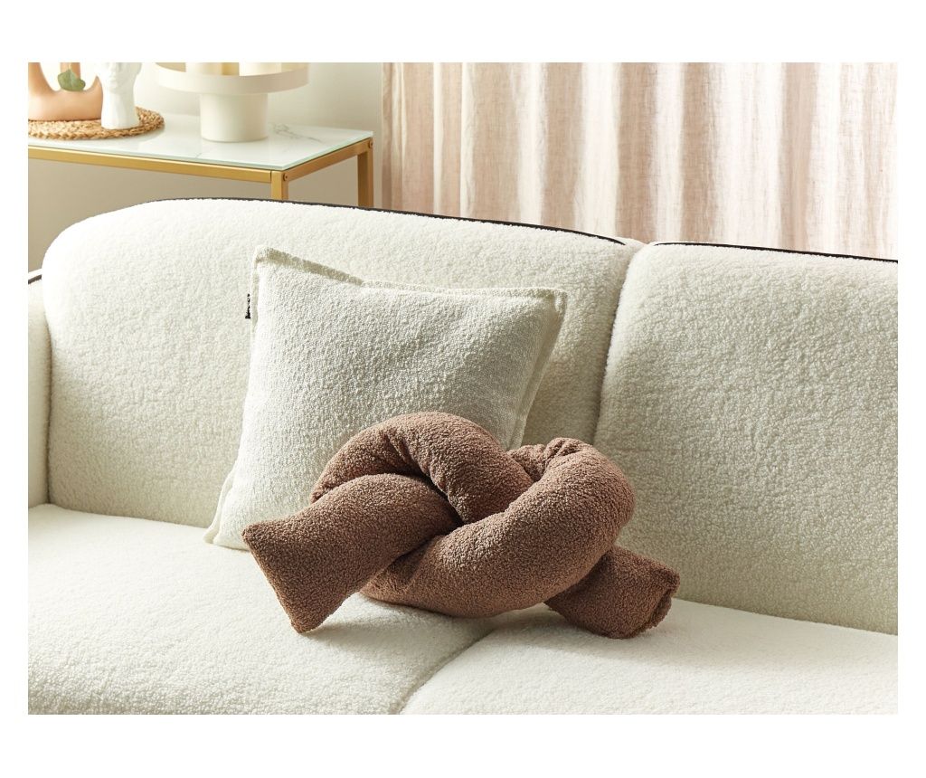 GLADIOLUS Boucle Decorative Knot Pillow 172 x 14 cm Brown Solid Color