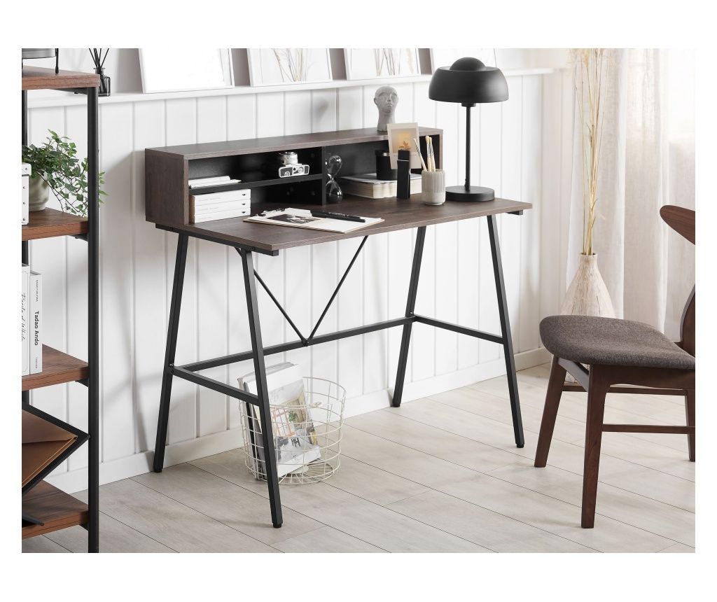 HARISON Home Office Desk Dark Brown 100 cm x 53 cm
