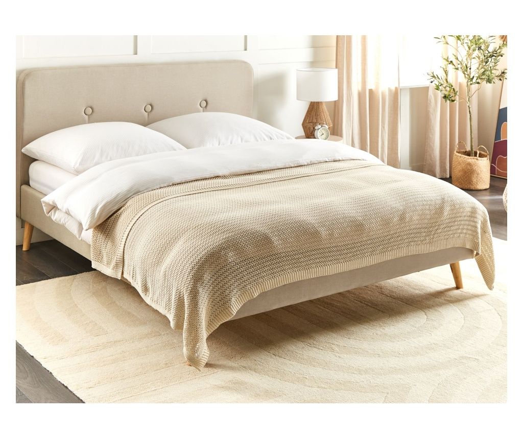 ILEN Beige Cotton Bedspread 150 x 200 cm