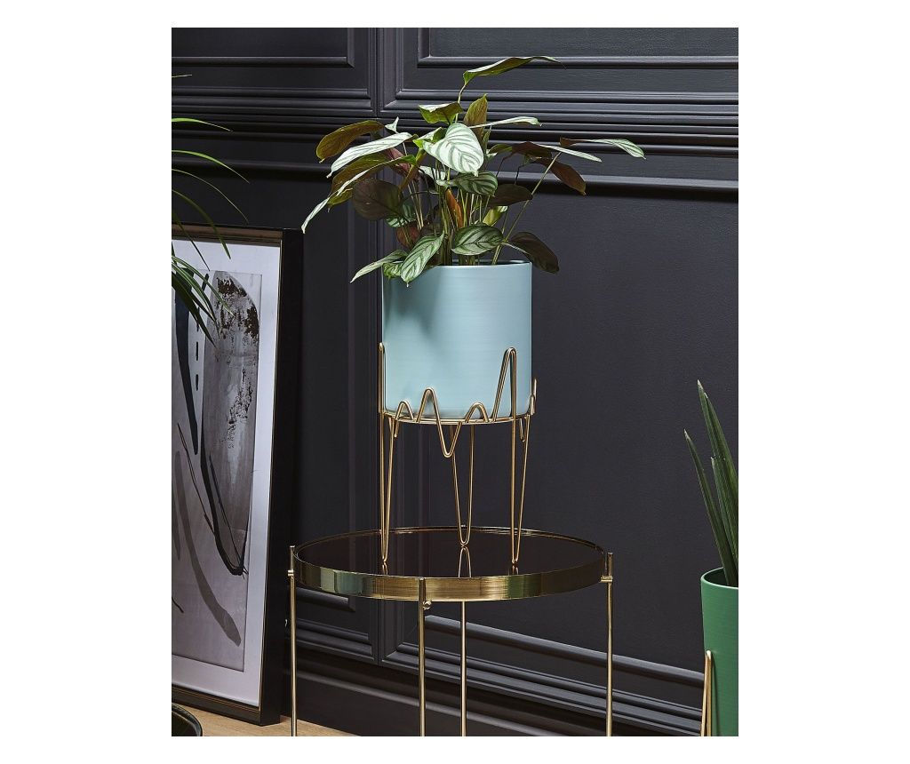 Suport pentru ghiveci de plante KALANDRA Metal 19 cm Albastru deschis