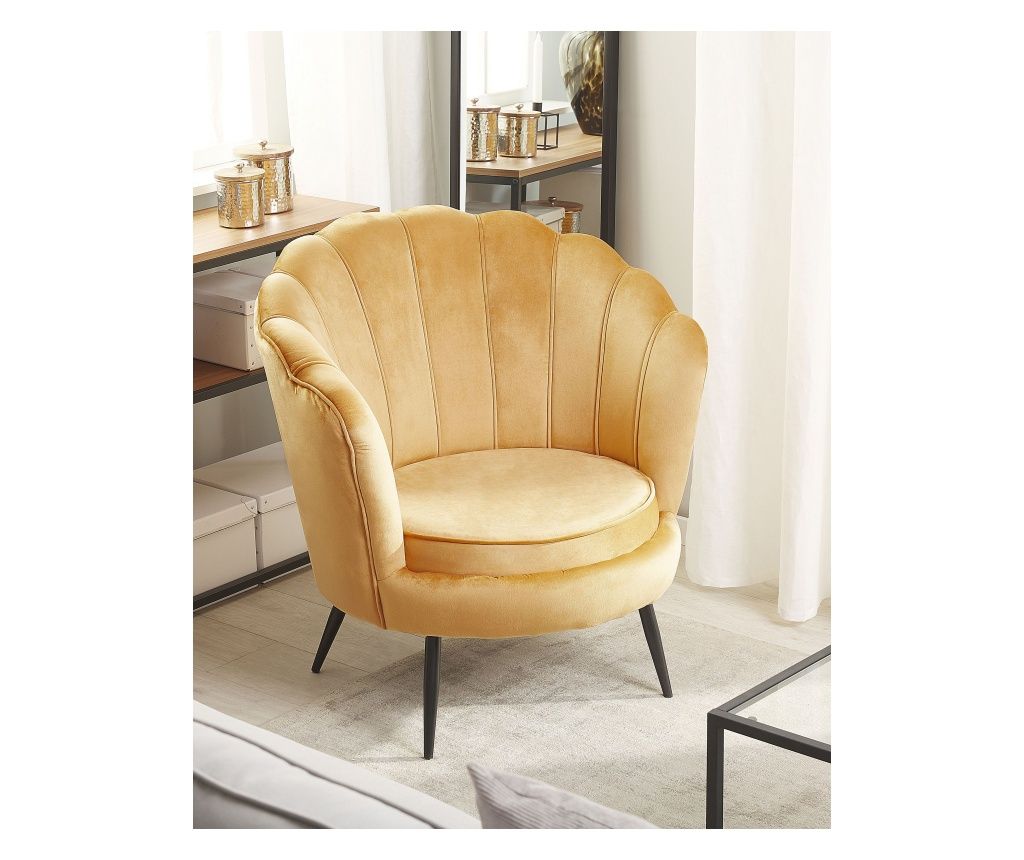 Fotoliu LOVIKKA Catifea Galben muștar