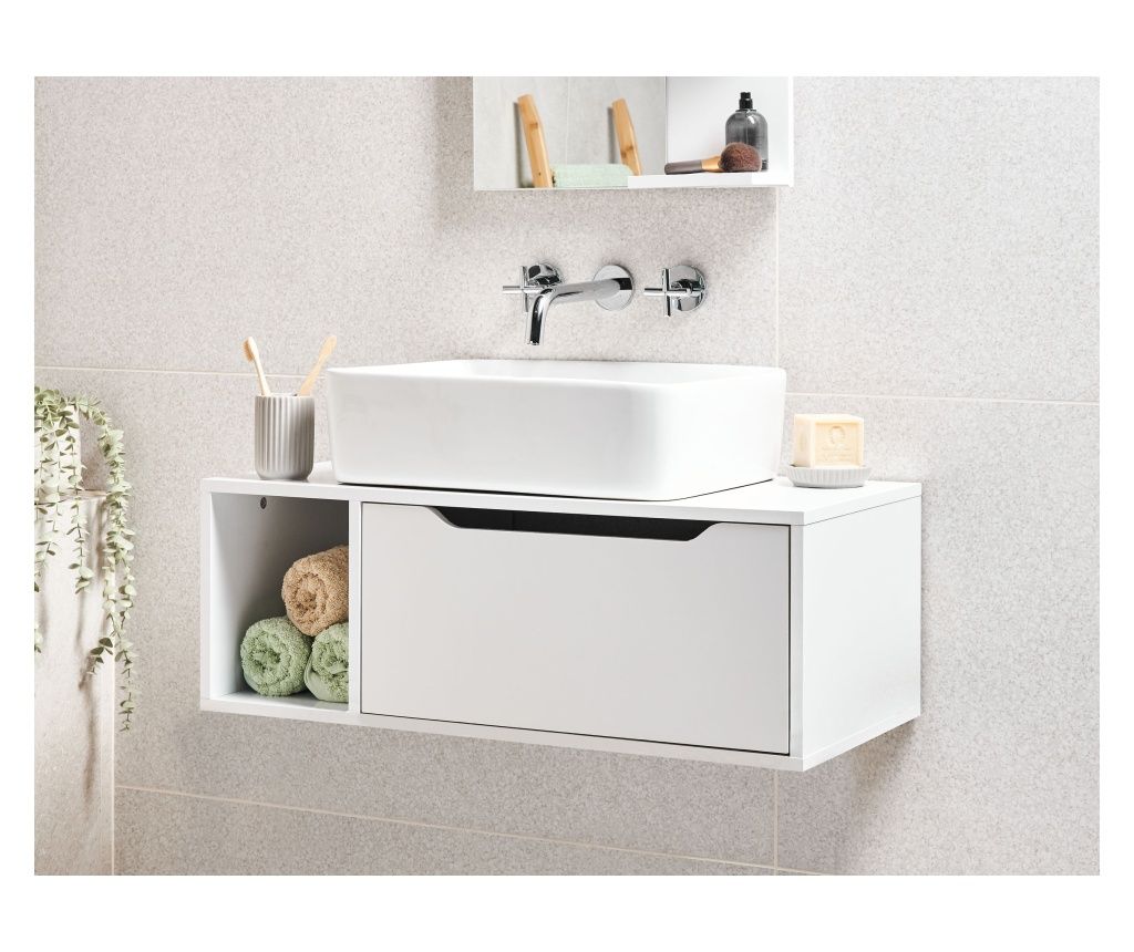 CASCAVEL 80 cm White Wall-Mounted Washbasin Mask