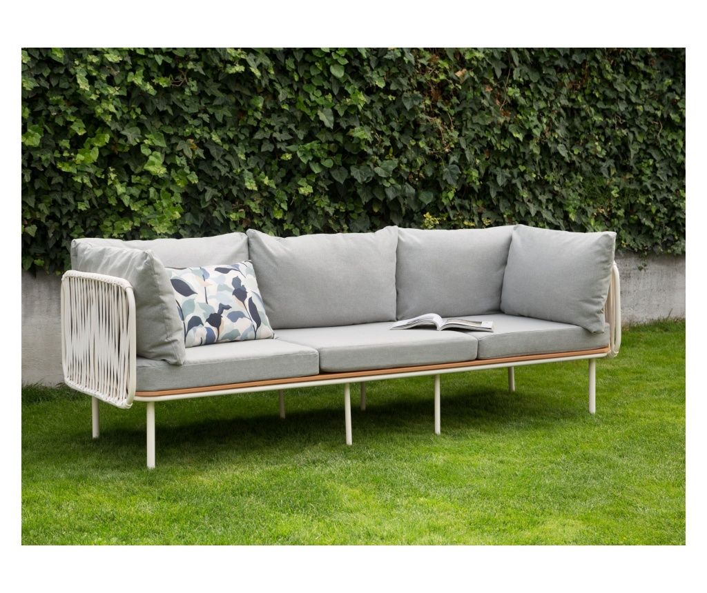 Canapea de grădină cu 3 locuri SENISE Metal Gri