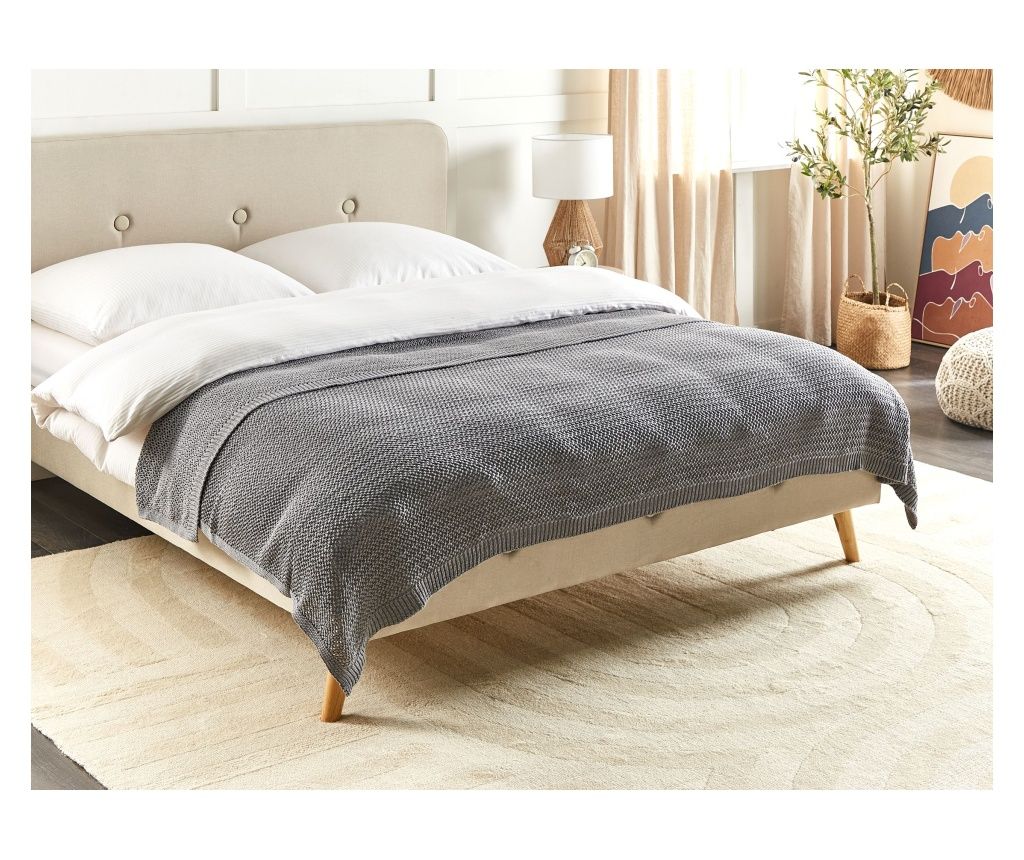 ILEN Bed Blanket Cotton 150 x 200 cm Grey