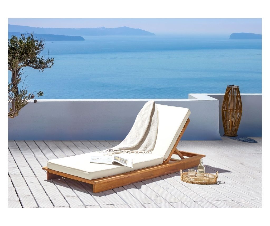 GRANARI Reclining Sun Lounger with Cushion, Acacia Wood, Brown